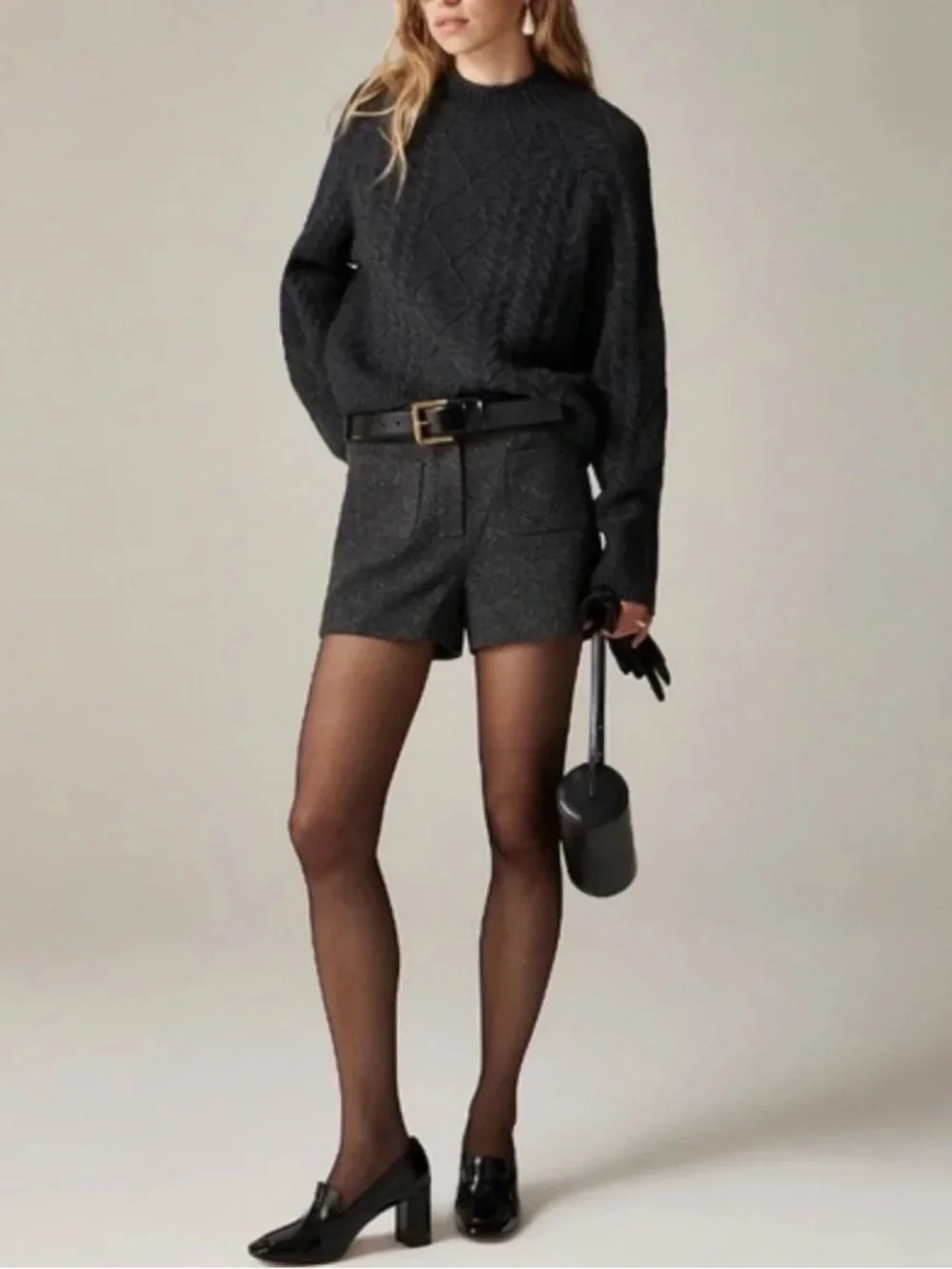 NEW J. Crew Cable-knit Rollneck sweater in Supersoft yarn Charcoal Gray NWT